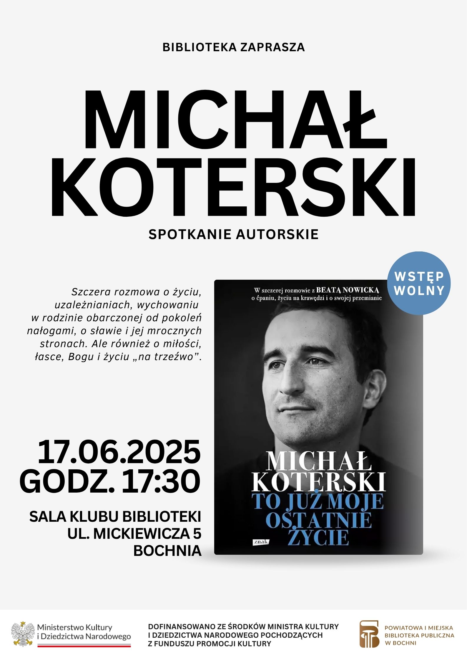 BOCHNIA. We wtorek w bibliotece spotkanie z Michałem Koterskim