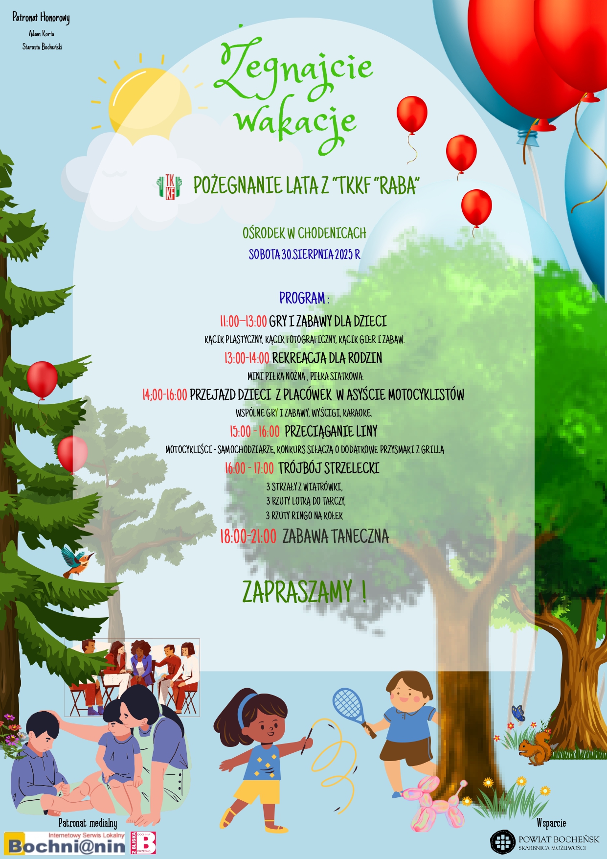 CHODENICE. „Żegnajcie wakacje” pożegnanie lata z TKKF Raba w Chodenicach [PROGRAM]