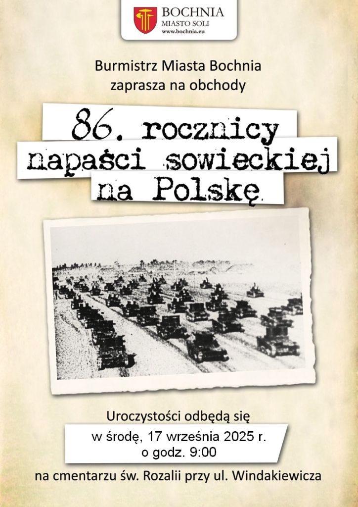 BOCHNIA. W środę uroczystości upamiętniające 86. rocznicę agresji sowieckiej na Polskę