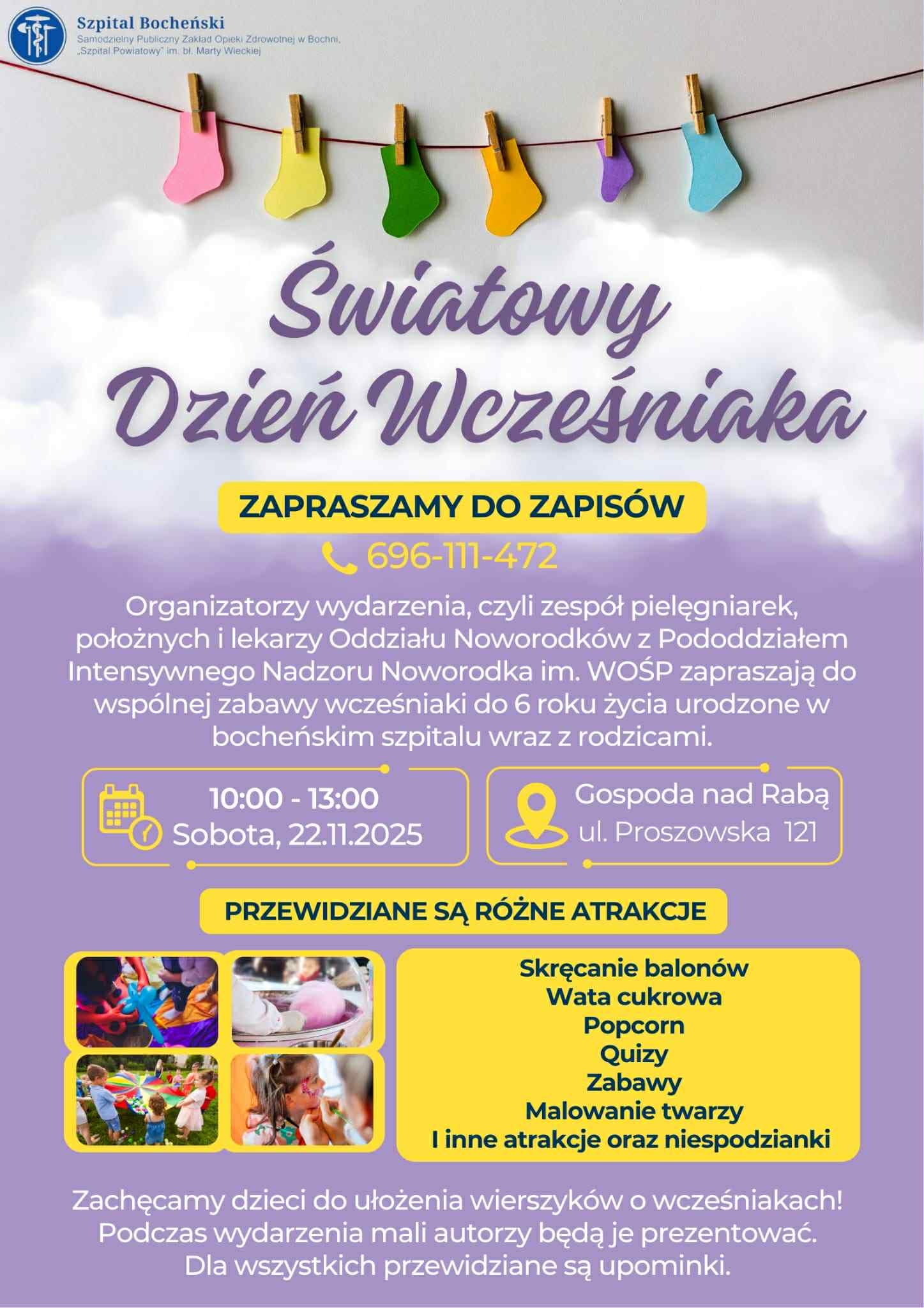 BOCHNIA. realizowane są zapisy na Dzień Wcześniaka ze Szpitala Powiatowego w Bochni