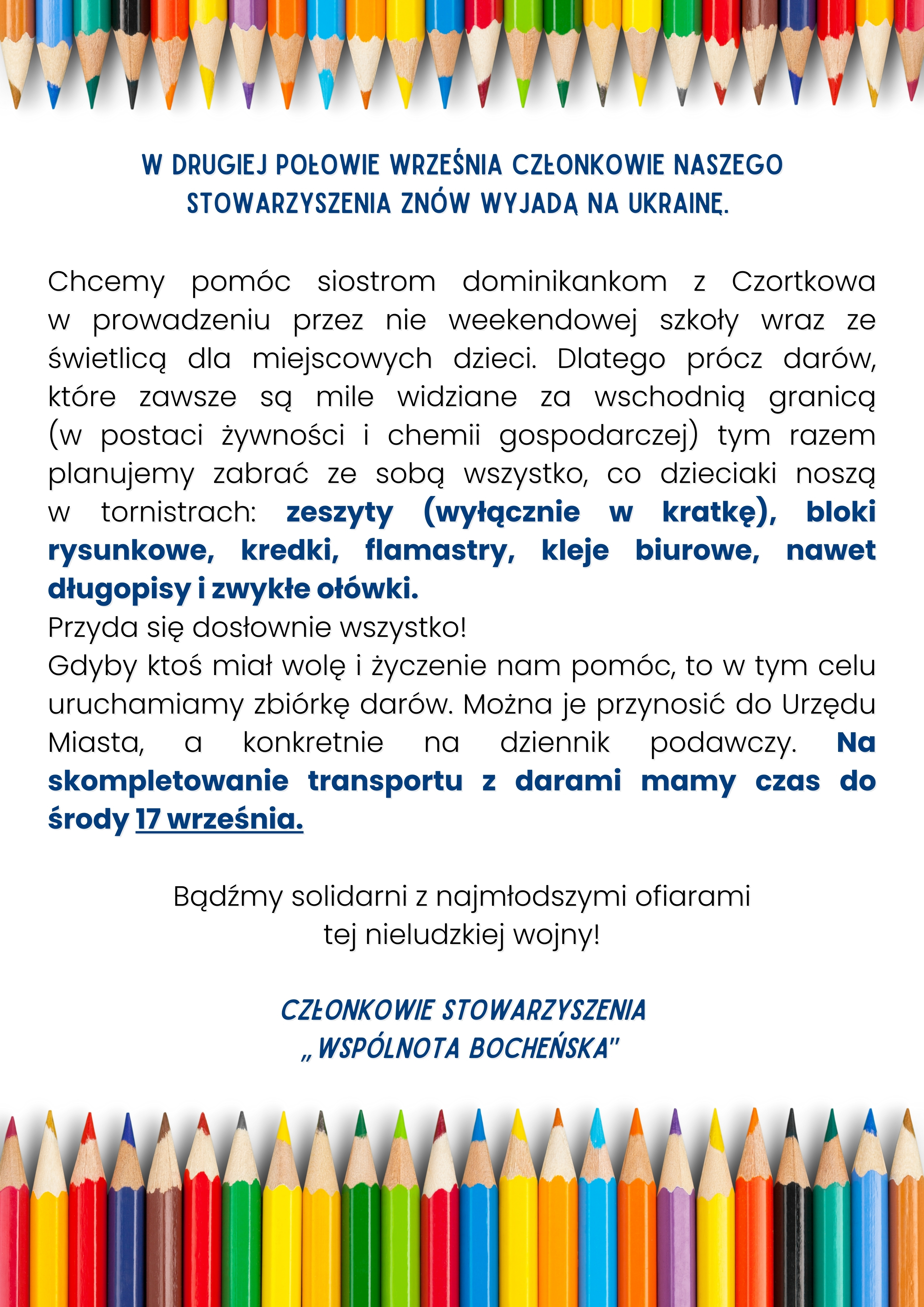 BOCHNIA. Organizują pomoc dla dzieci z Czortkowa na Ukrainie