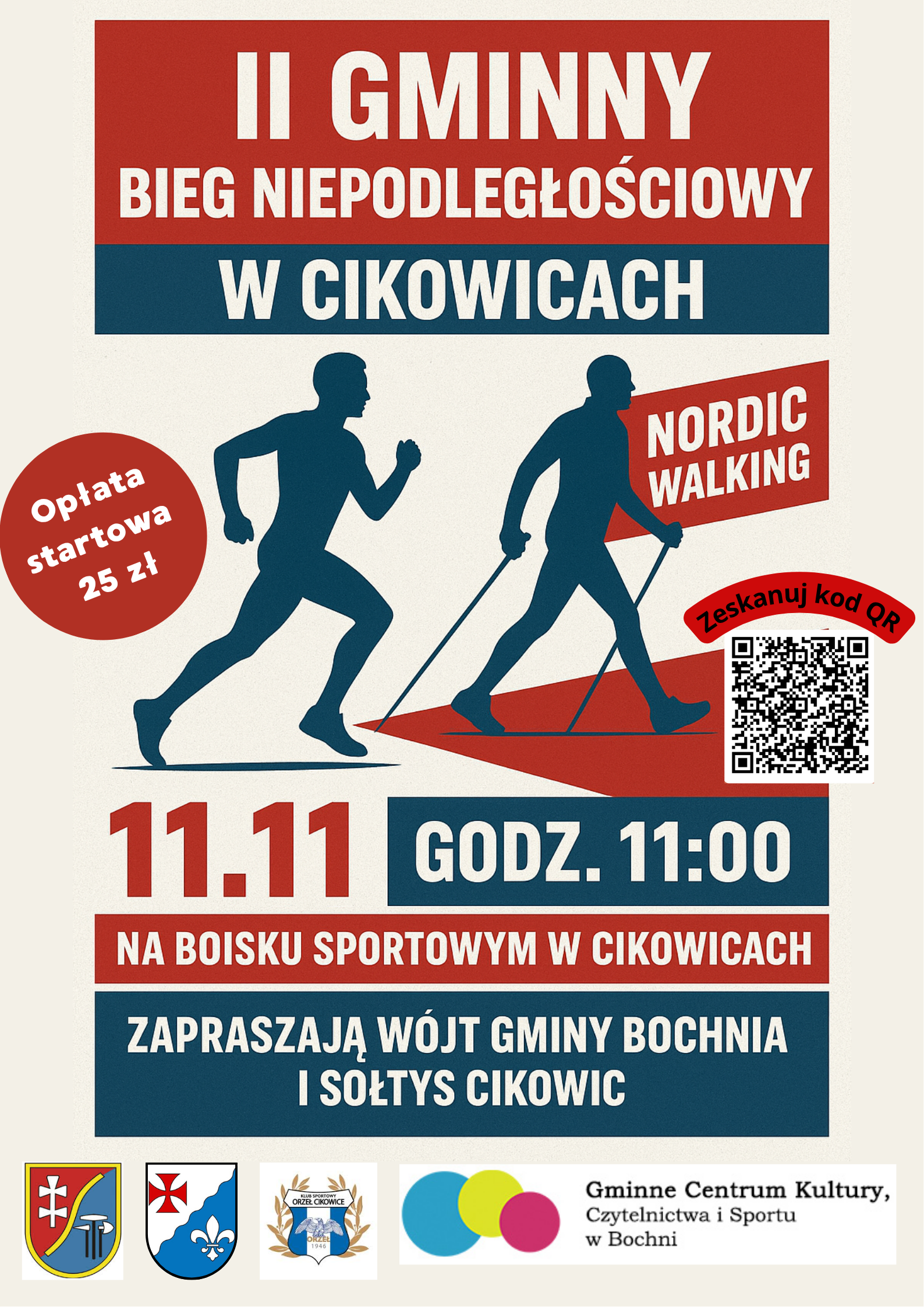 GMINA BOCHNIA. Ruszyły zapisy na II Gminny Bieg Niepodległościowy w Cikowicach [ZOBACZ TRASY]