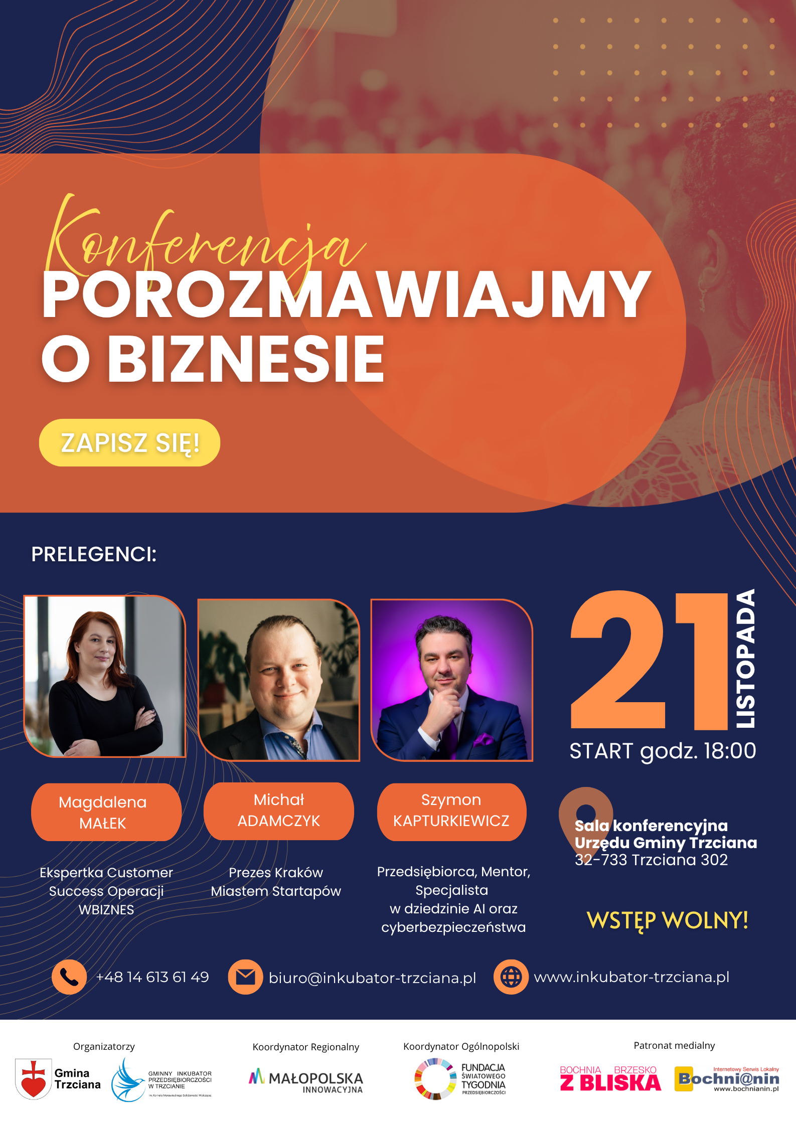 GMINA TRZCIANA. Porozmawiajmy o biznesie – konferencja w ramach Światowego Tygodnia Przedsiębiorczości [PROGRAM]