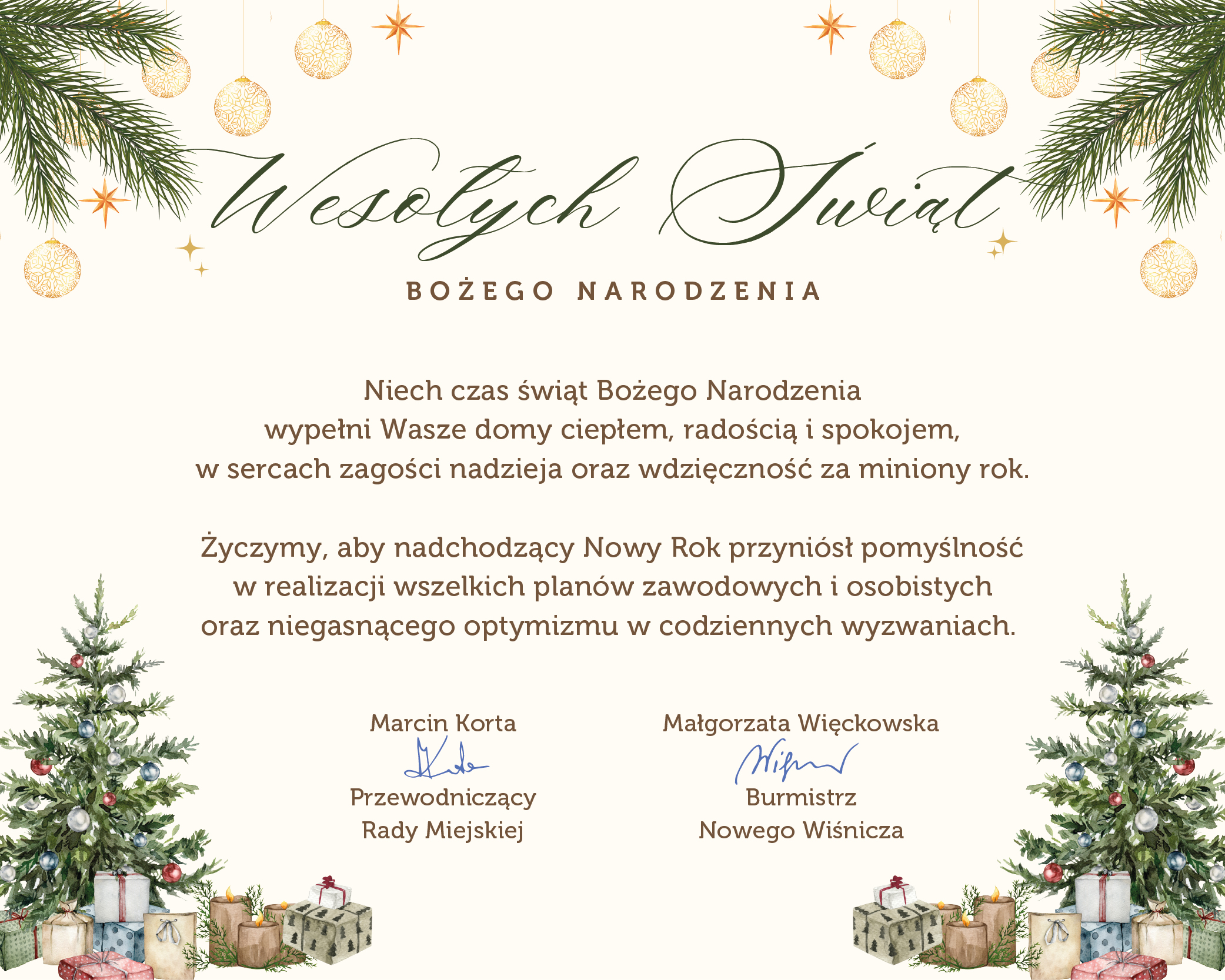 Życzenia Świąteczne od Władz Gminy i Miasta Nowy Wiśnicz