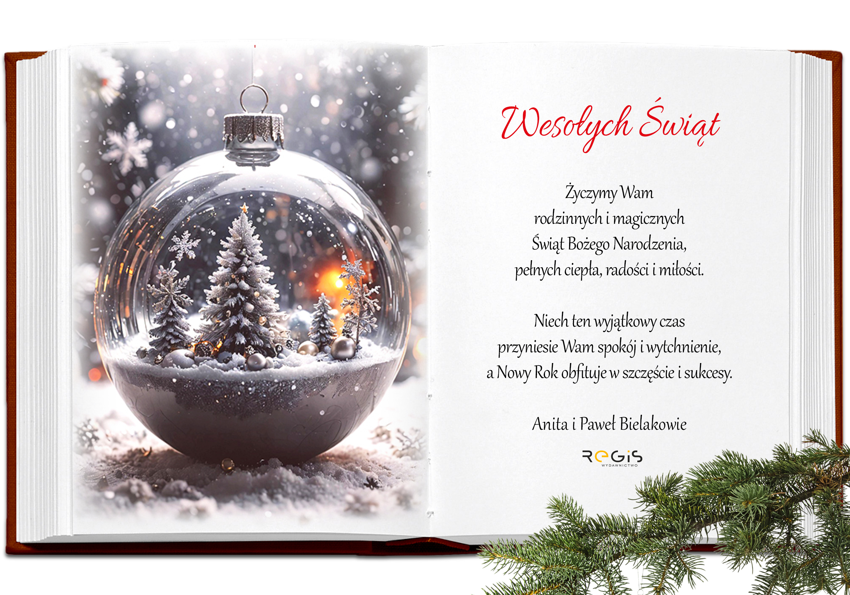 Życzenia Świąteczne od Anity i Pawła Bielaków właścicieli Wydawnictwa Regis