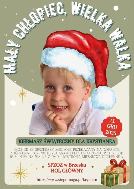 BRZESKO. W czwartek w brzeskim szpitalu kiermasz ciast dla Krystianka