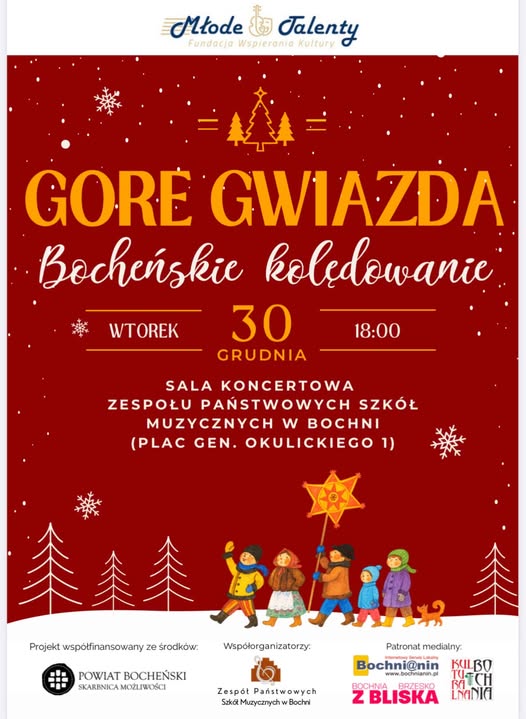 BOCHNIA. Dziś koncert kolęd i pastorałek podopiecznych Fundacji Młode Talenty