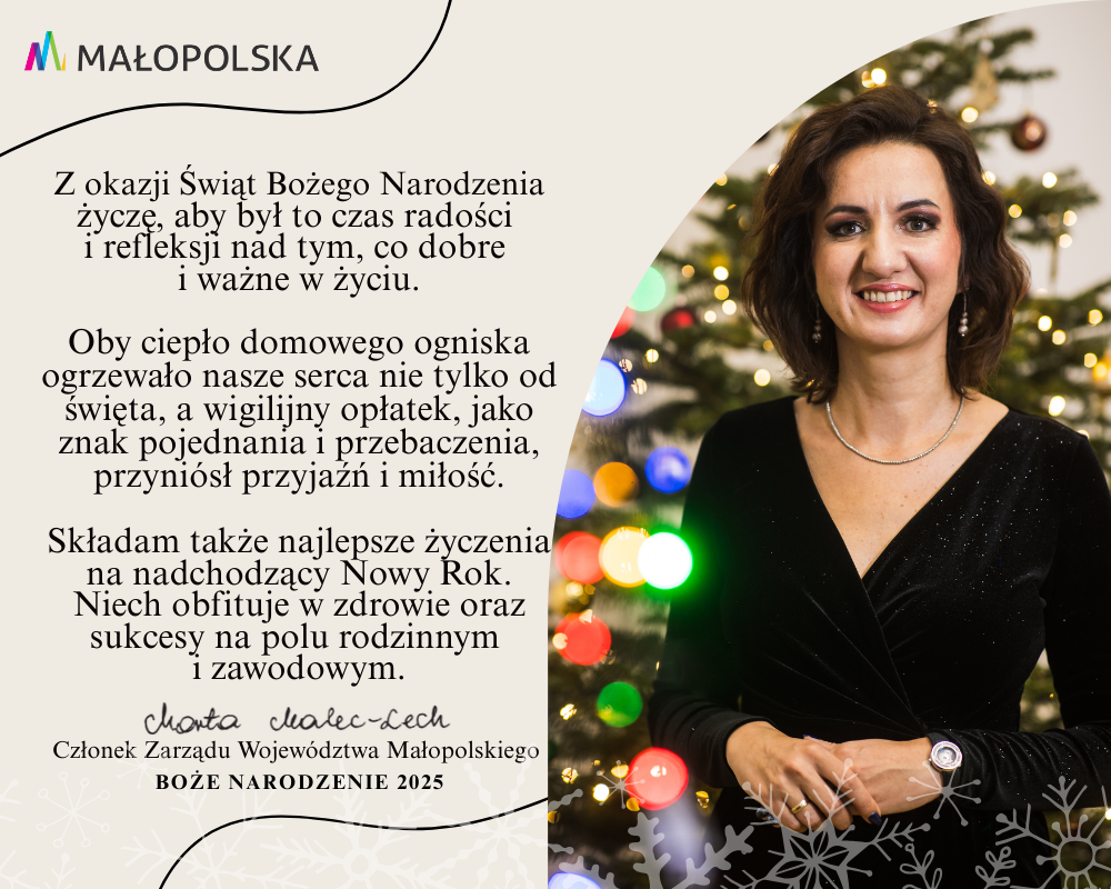 Życzenia Świąteczne od Marty Malec-Lech Członka Zarządu Województwa Małopolskiego