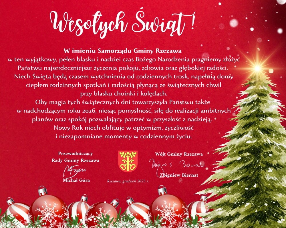 Życzenia Świąteczne od Władz Gminy Rzezawa