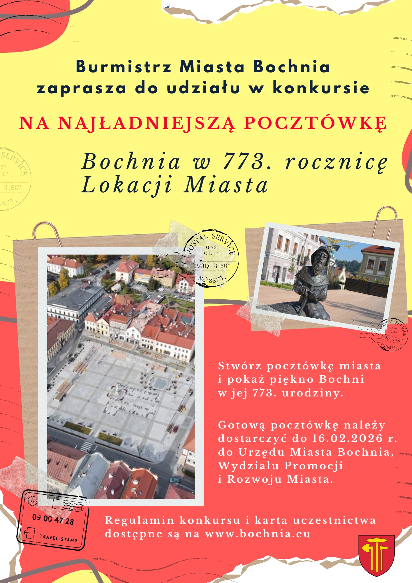 BOCHNIA. Konkurs na najładniejszą pocztówkę „Bochnia w 773. rocznicę Lokacji Miasta”