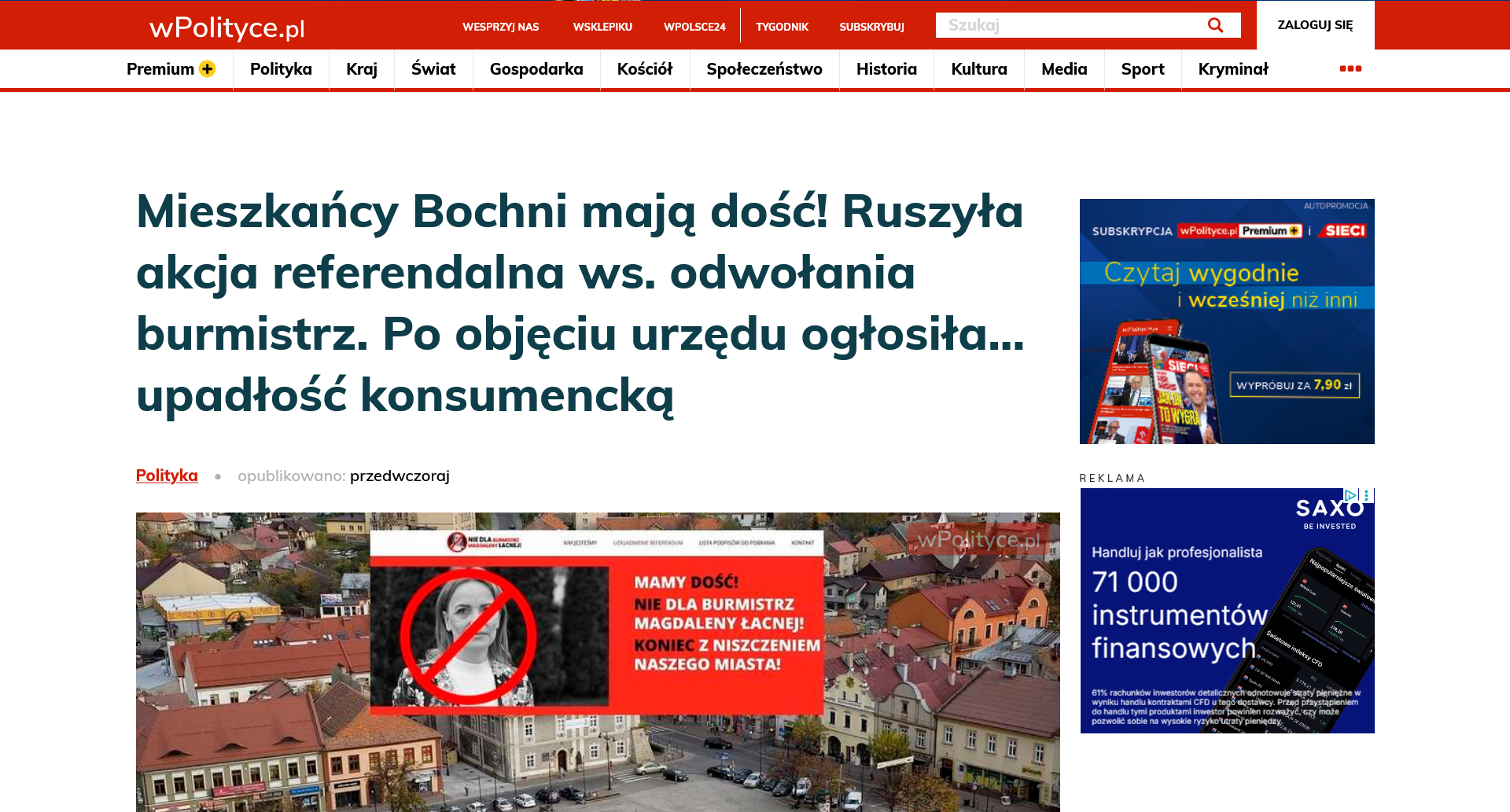 Portal wPolityce.pl napisał o inicjatywie bocheńskiego referendum
