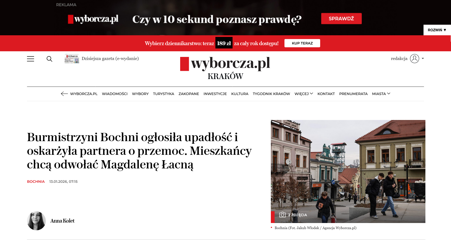 BOCHNIA. „Gazeta Wyborcza” o referendum w sprawie odwołania Magdaleny Łacnej