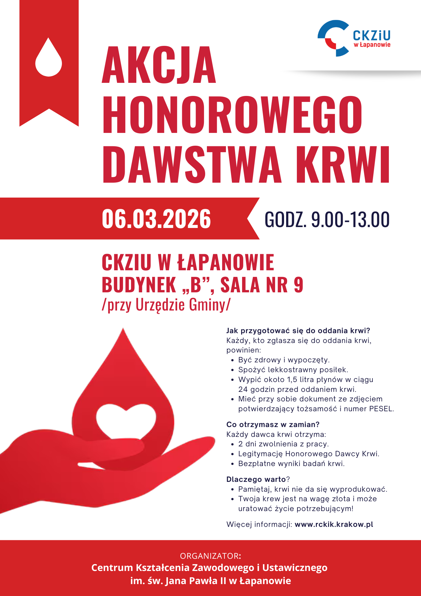 GMINA ŁAPANÓW. Akcja Honorowego Dawstwa Krwi w CKZiU