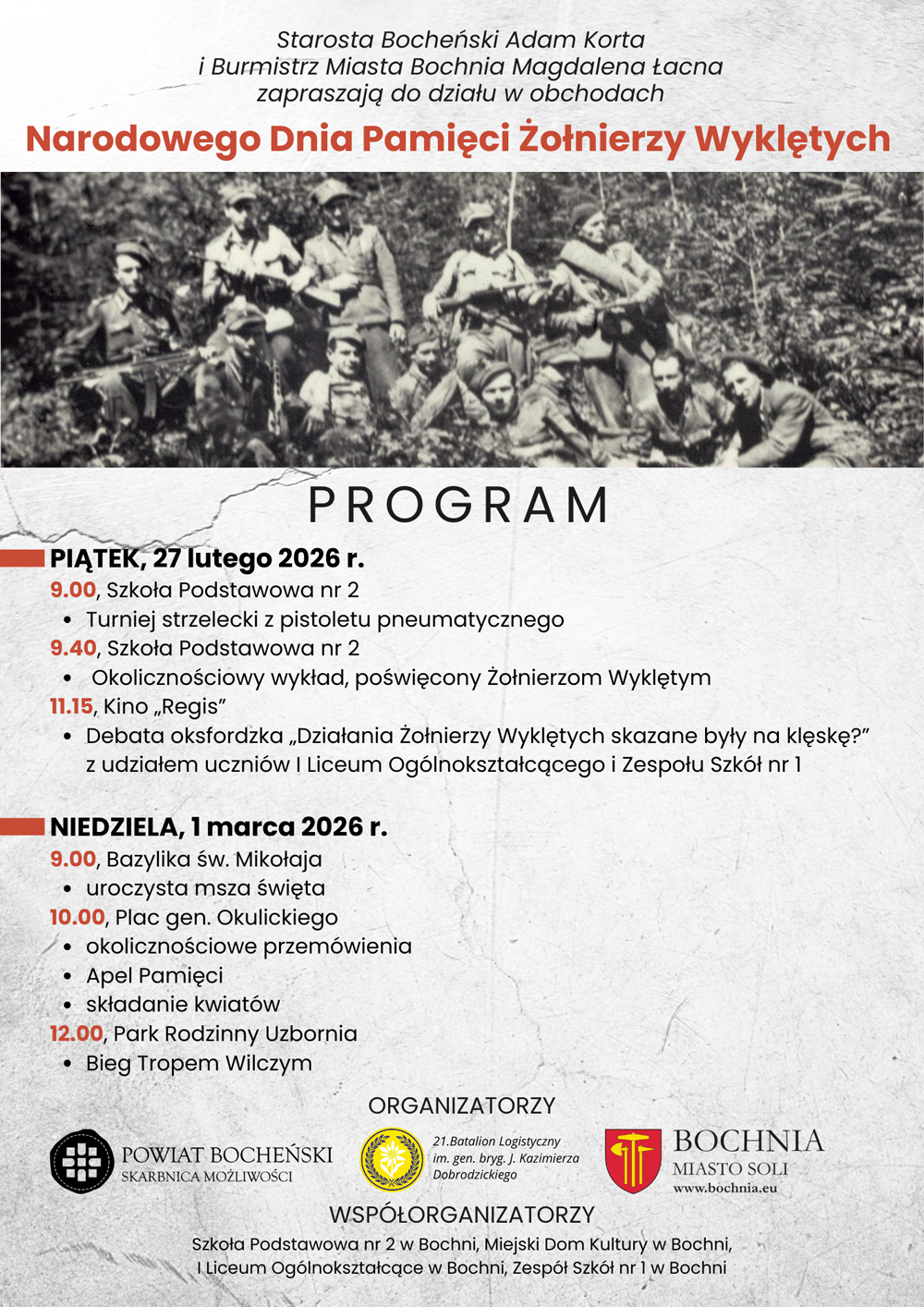 BOCHNIA. Bocheńskie obchody Narodowego Dnia Pamięci Żołnierzy Wyklętych [PROGRAM]