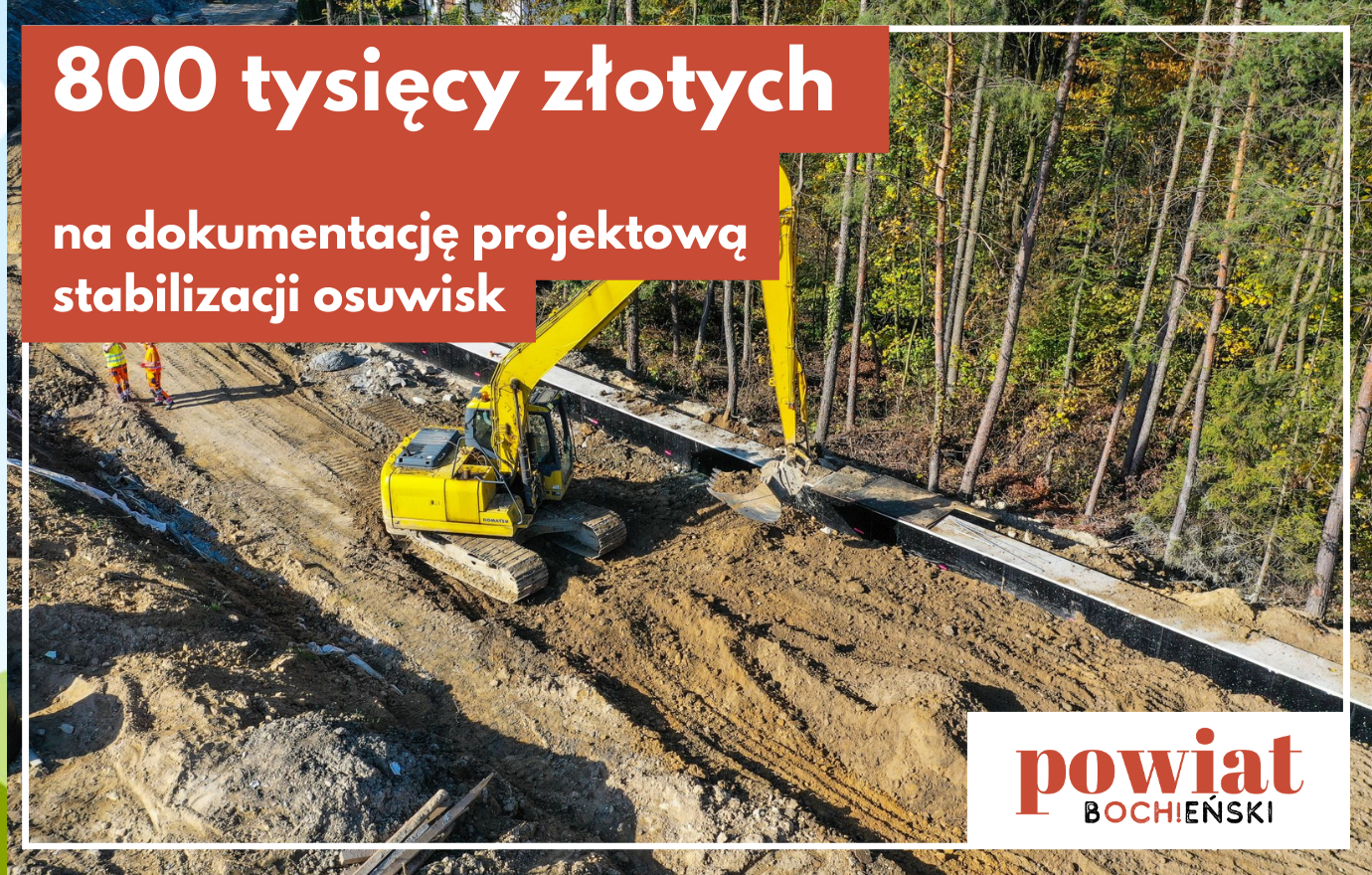 POWIAT BOCHEŃSKI. 800 tys. złotych na dokumentację projektową stabilizacji osuwisk