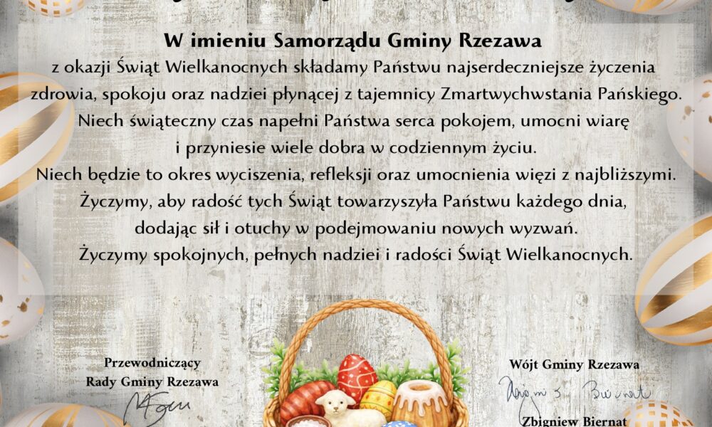 Życzenia świąteczne od Władz Gminy Rzezawa