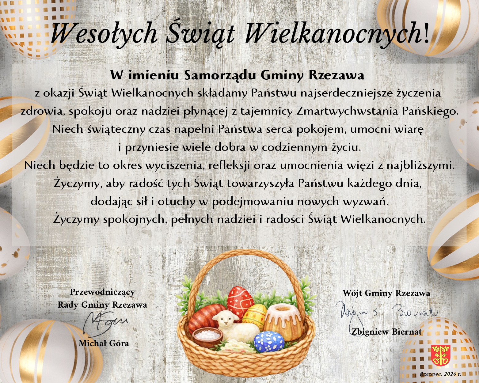 Życzenia świąteczne od Władz Gminy Rzezawa