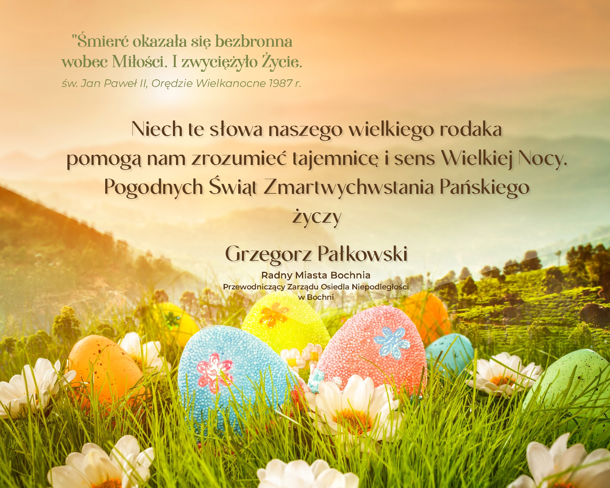 Życzenia świąteczne od Grzegorza Pałkowskiego Radnego Miasta Bochnia Przewodniczącego Zarządu os. Niepodległości w Bochni