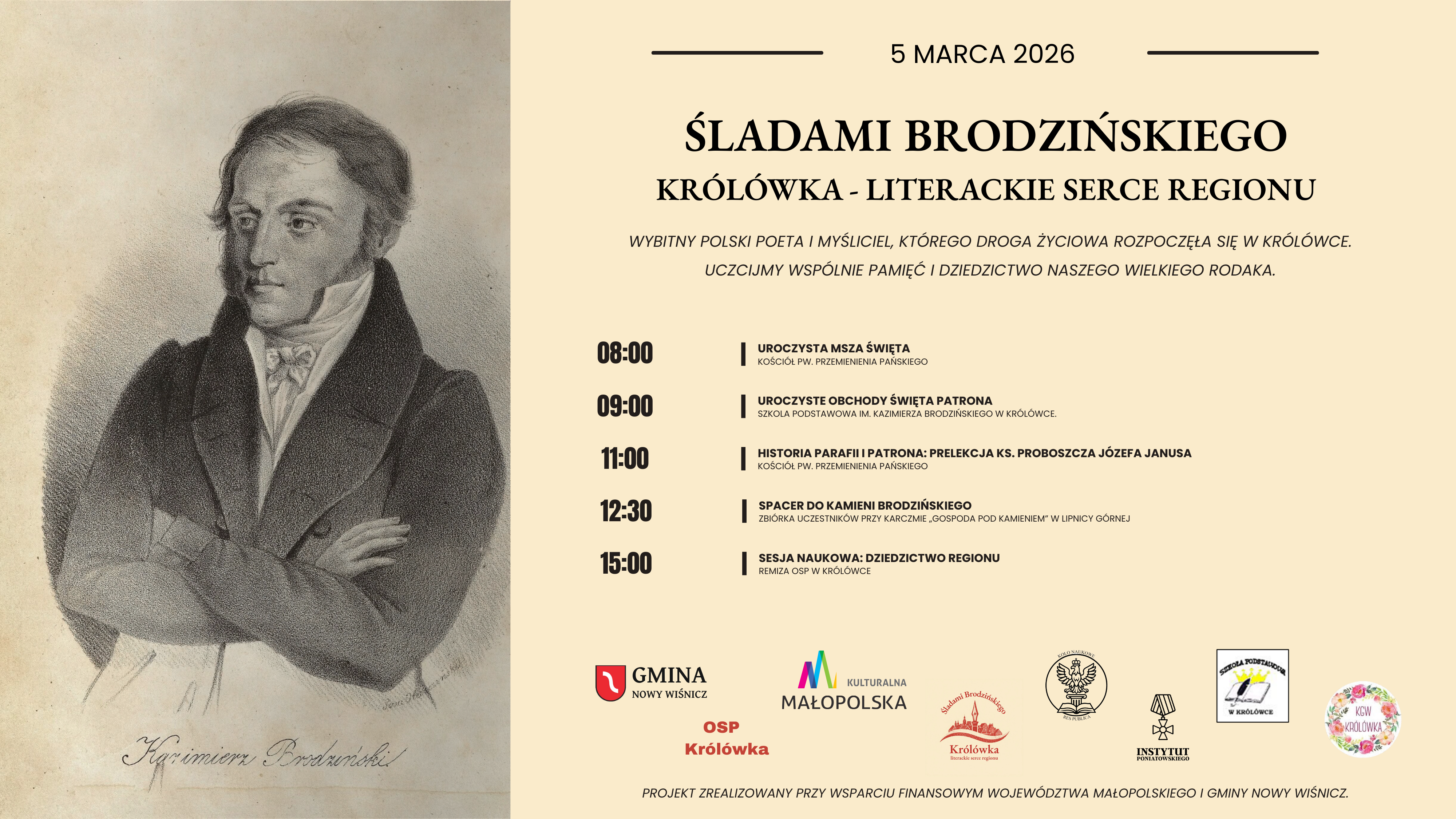 KRÓLÓWKA. Wielkie uroczystości w 235. rocznicę urodzin i chrztu Kazimierza Brodzińskiego