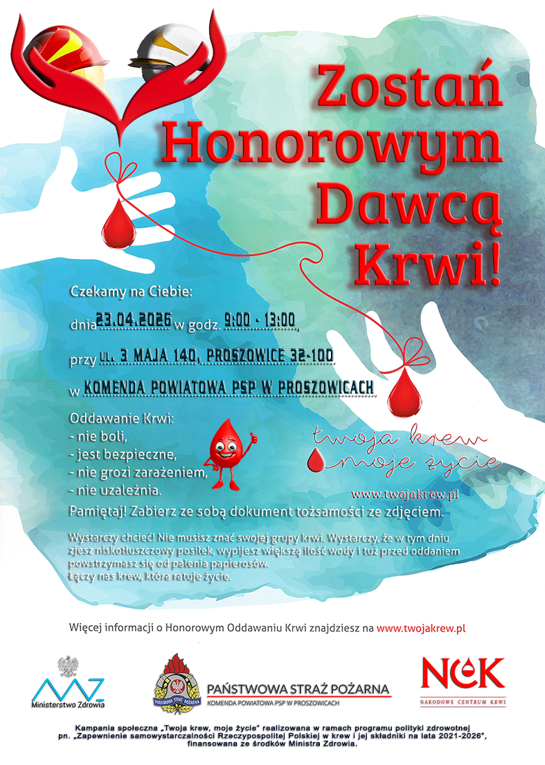 PROSZOWICE. Strażacy zachęcają do akcji krwiodawstwa