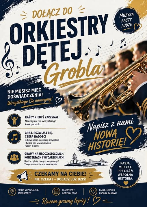 GMINA DRWINIA. Nabór muzyków do Orkiestry Dętej Grobla