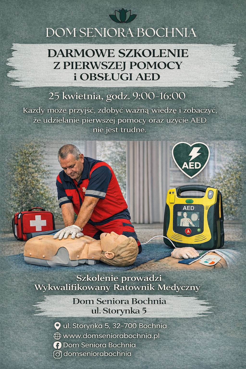 BOCHNIA. W sobotę bezpłatne szkolenie z udzielania pierwszej pomocy i obsługi AED