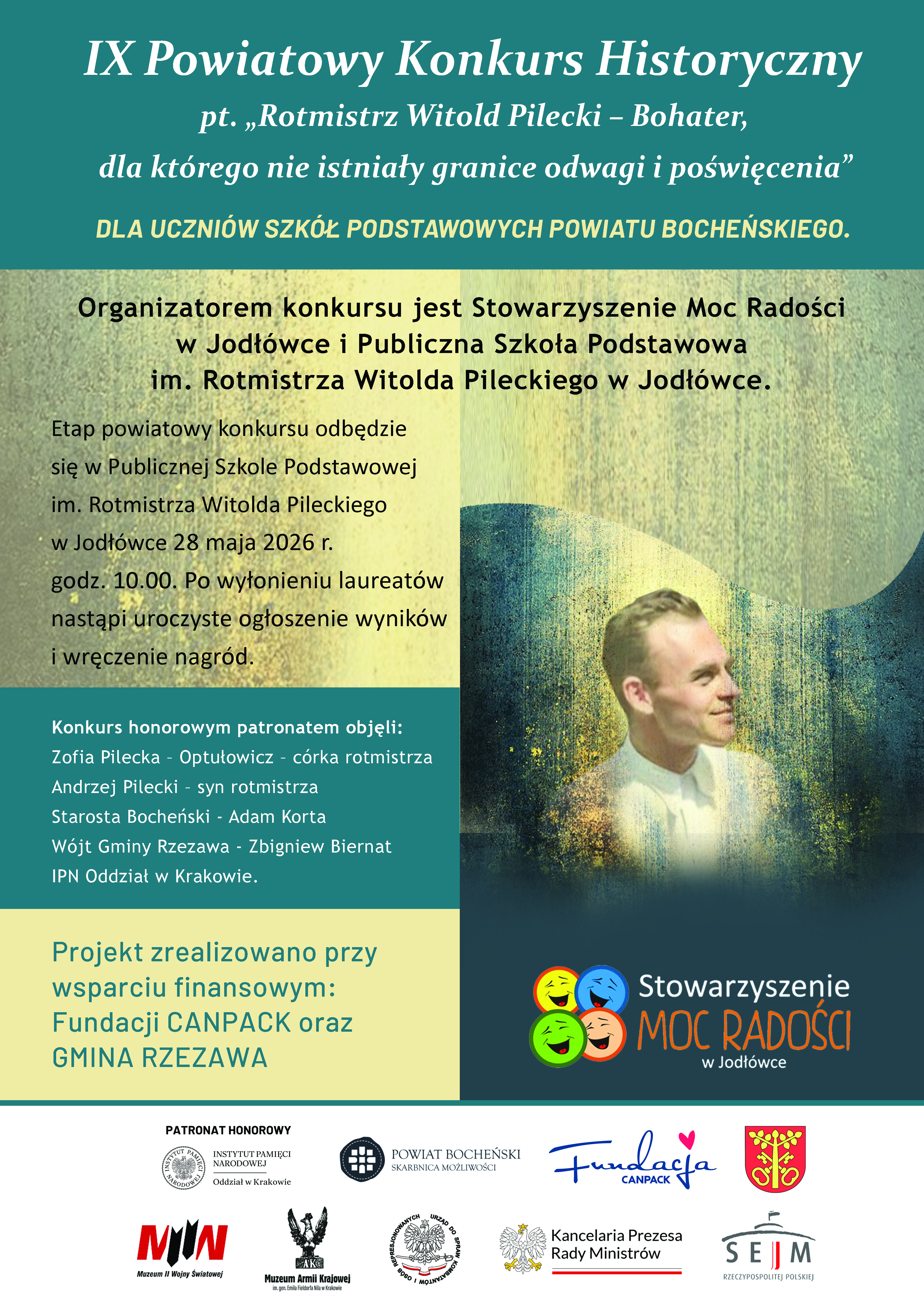 GMINA RZEZAWA. W czwartek w Jodłówce IX Powiatowy Konkurs Historyczny „Rotmistrz Witold Pilecki – Bohater, dla którego nie istniały granice odwagi i poświęcenia”