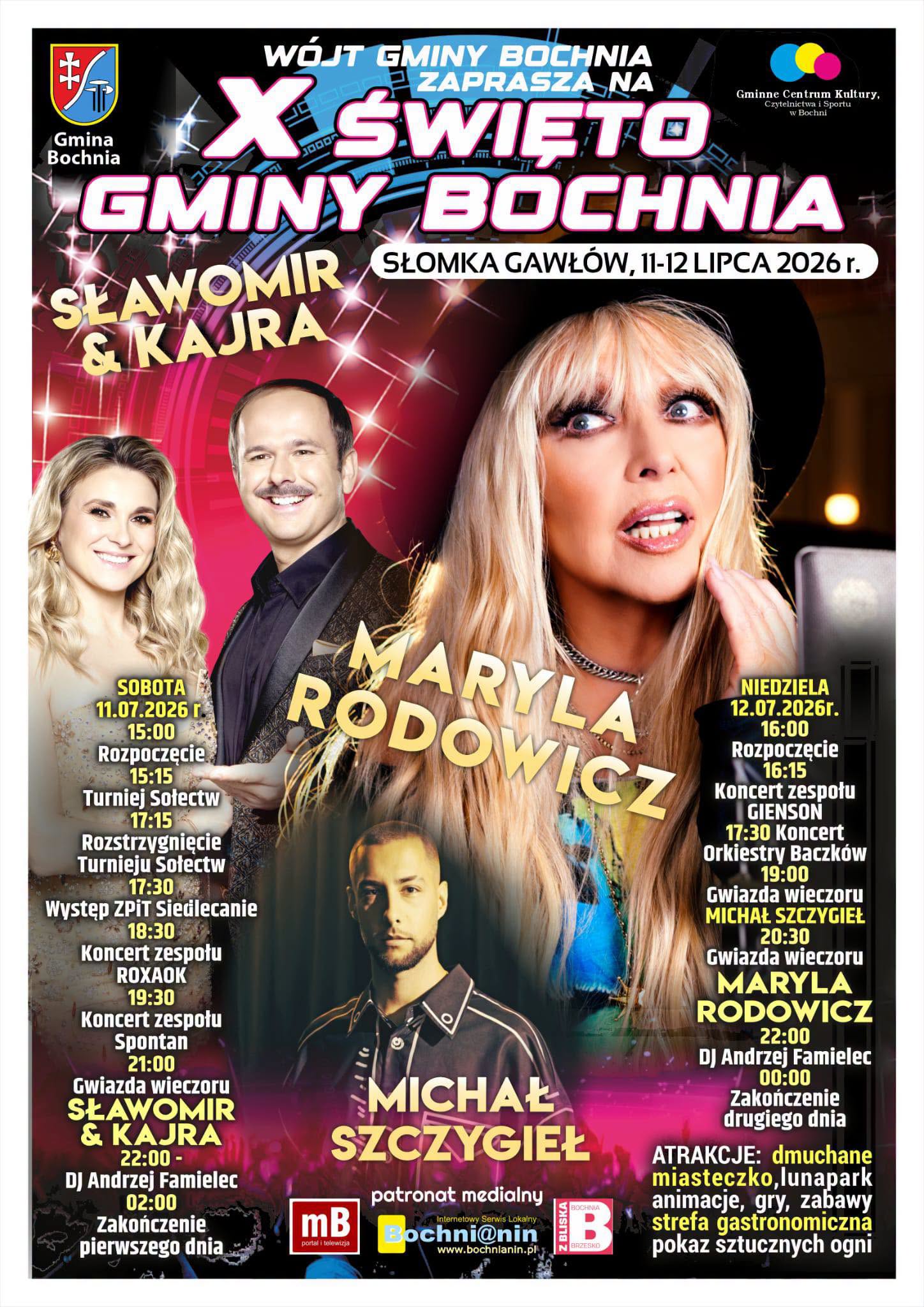 GMINA BOCHNIA. Maryla Rodowicz, Sławomir i Kajra oraz Michał Szczygieł to gwiazdy X Święta Gminy Bochnia
