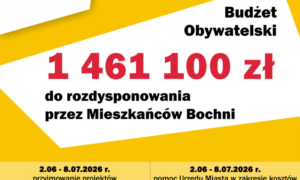 BOCHNIA. Rusza nabór projektów do Budżetu Obywatelskiego Bochni na 2027 rok