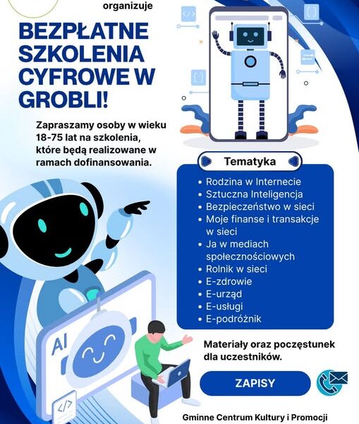 GMINA DRWINIA. Bezpłatne szkolenia cyfrowe. Pierwsze już dziś