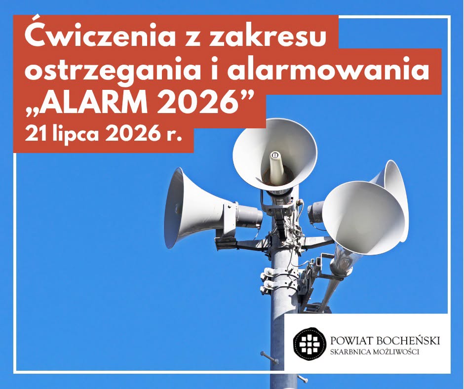 BOCHNIA. Jutro ćwiczenie z zakresu ostrzegania i alarmowania o zagrożeniu uderzeniami z powietrza