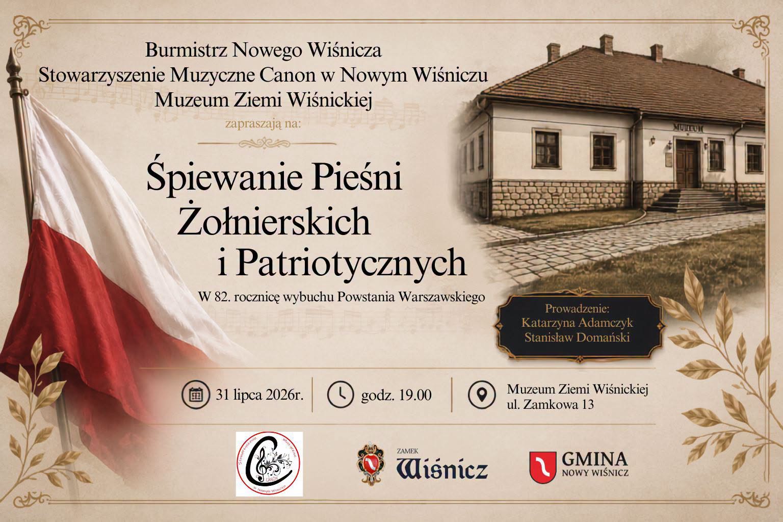 NOWY WIŚNICZ. Dziś w Muzeum Ziemi Wiśnickiej wspólne śpiewanie pieśni żołnierskich i patriotycznych