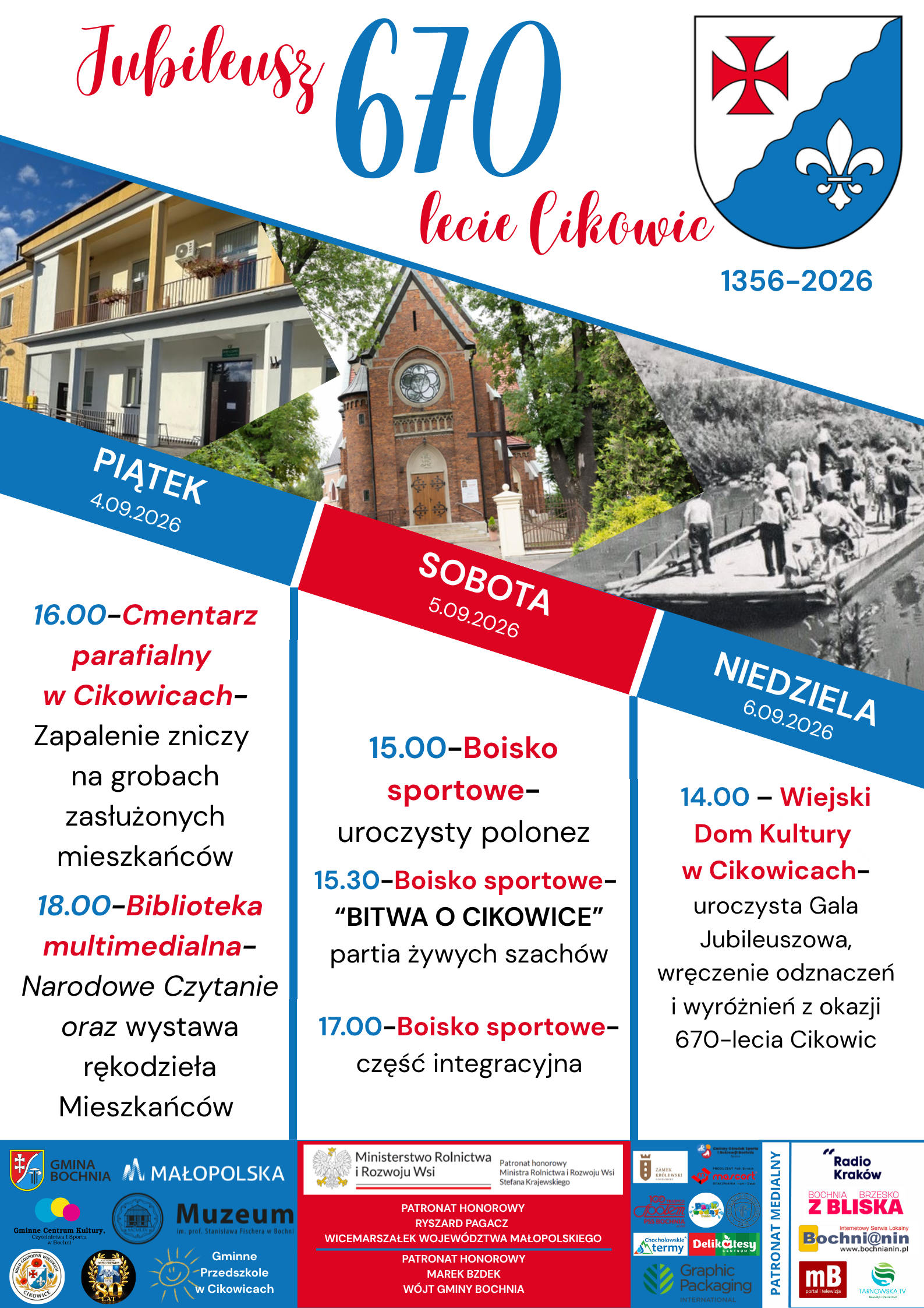 GMINA BOCHNIA. Cikowice świętują 670-lecie! Zapraszamy na wyjątkowy jubileusz