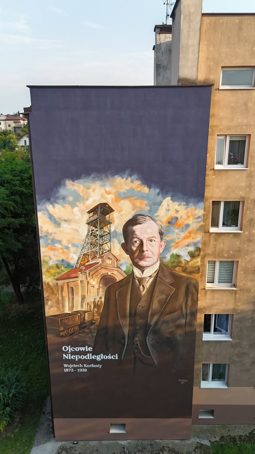 BOCHNIA. Kolejny patriotyczny mural na os. Niepodległości. Tym razem przedstawia Wojciecha Korfantego