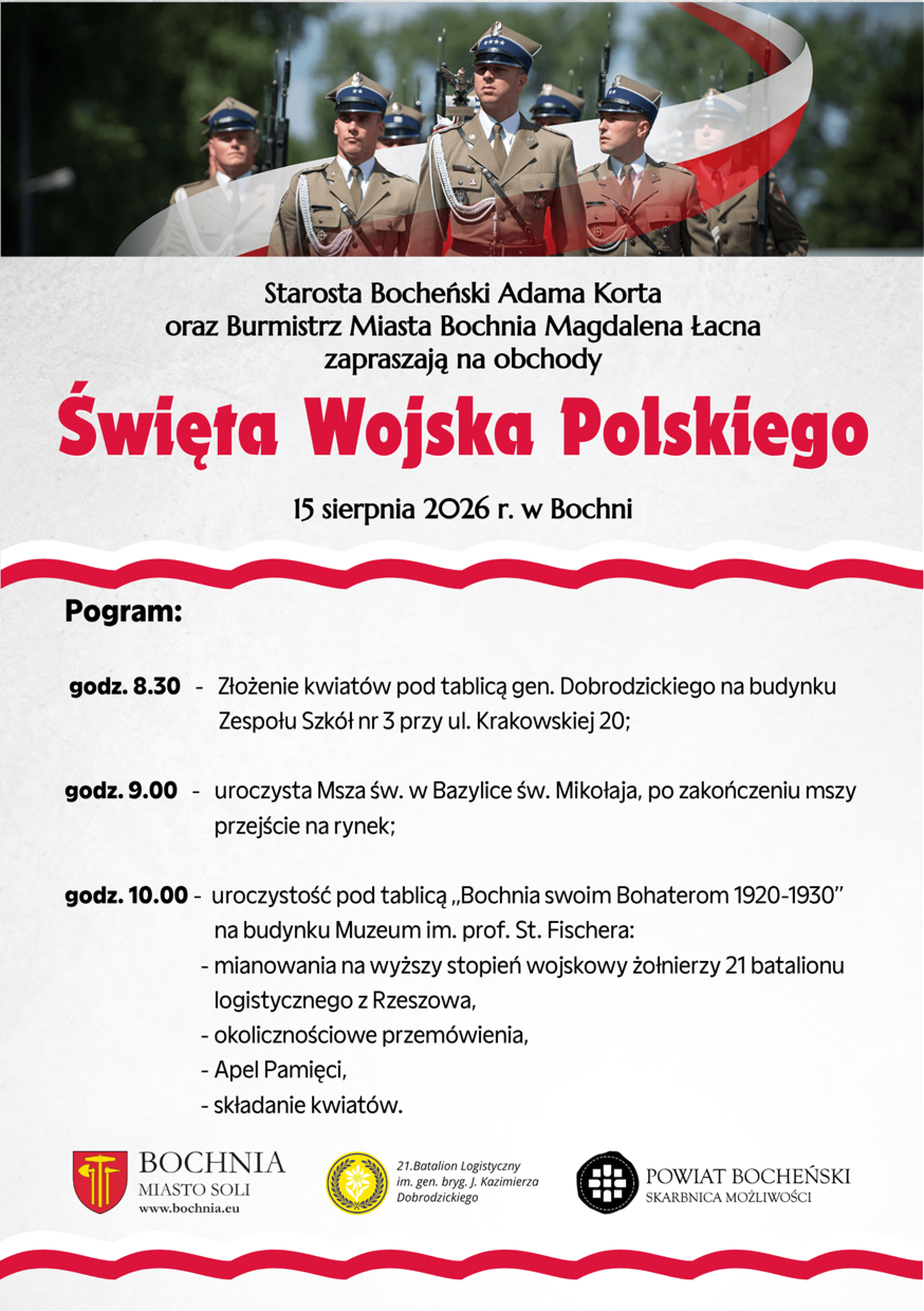 BOCHNIA. Obchody Święta Wojska Polskiego [PROGRAM]