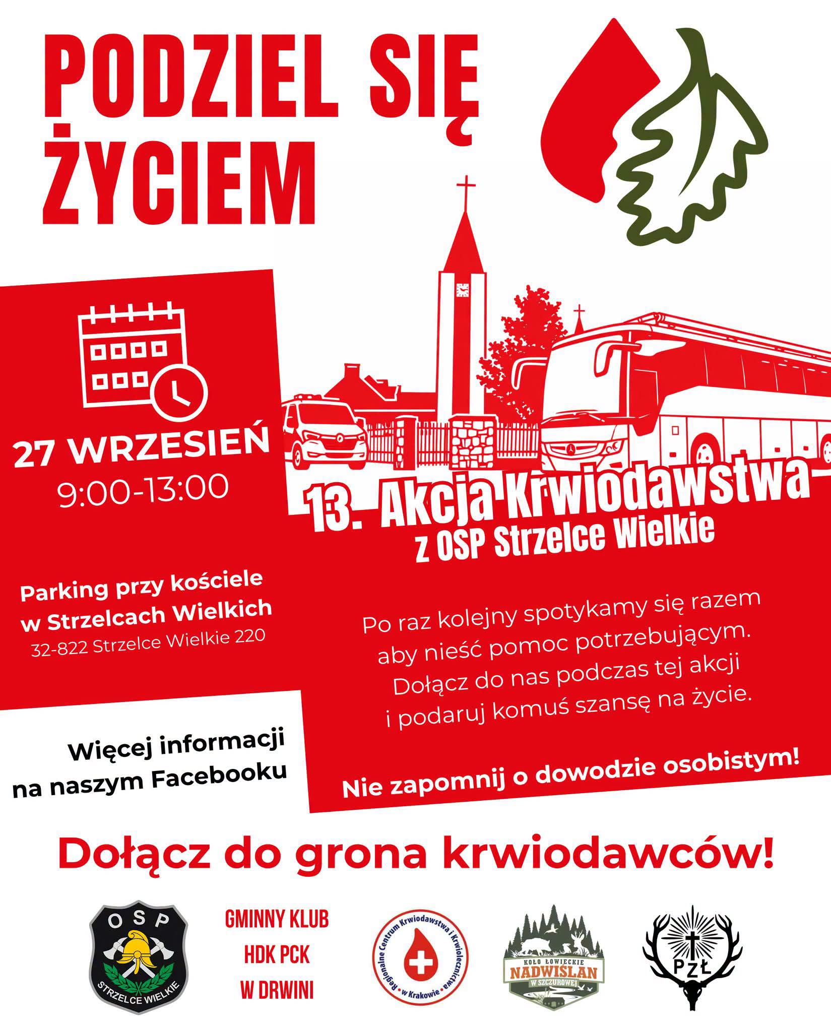 STRZELCE WIELKIE. 27 września znów oddajemy krew! Akcja krwiodawstwa w Strzelcach Wielkich