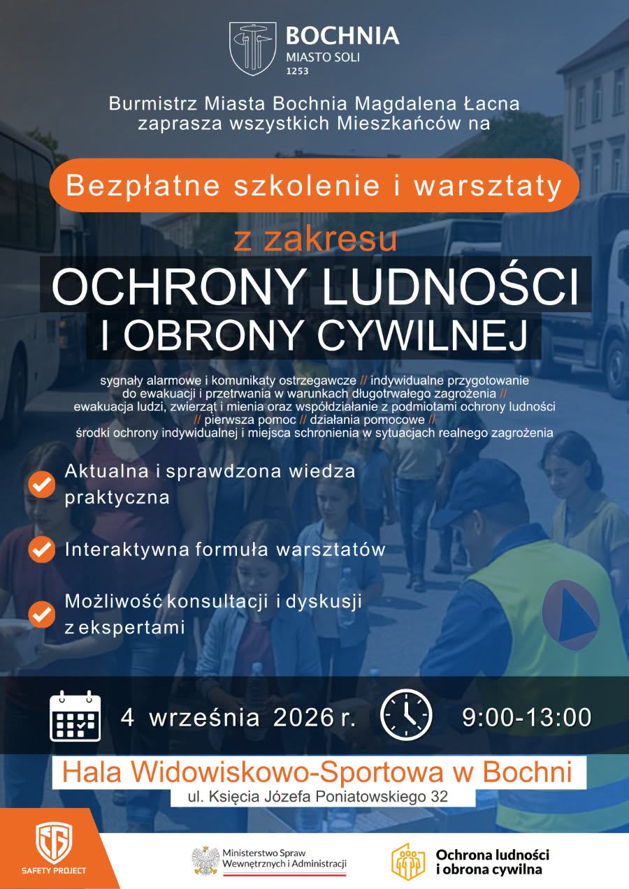 POWIAT BOCHEŃSKI. Dziś bezpłatne szkolenie z obrony cywilnej dla mieszkańców Bochni