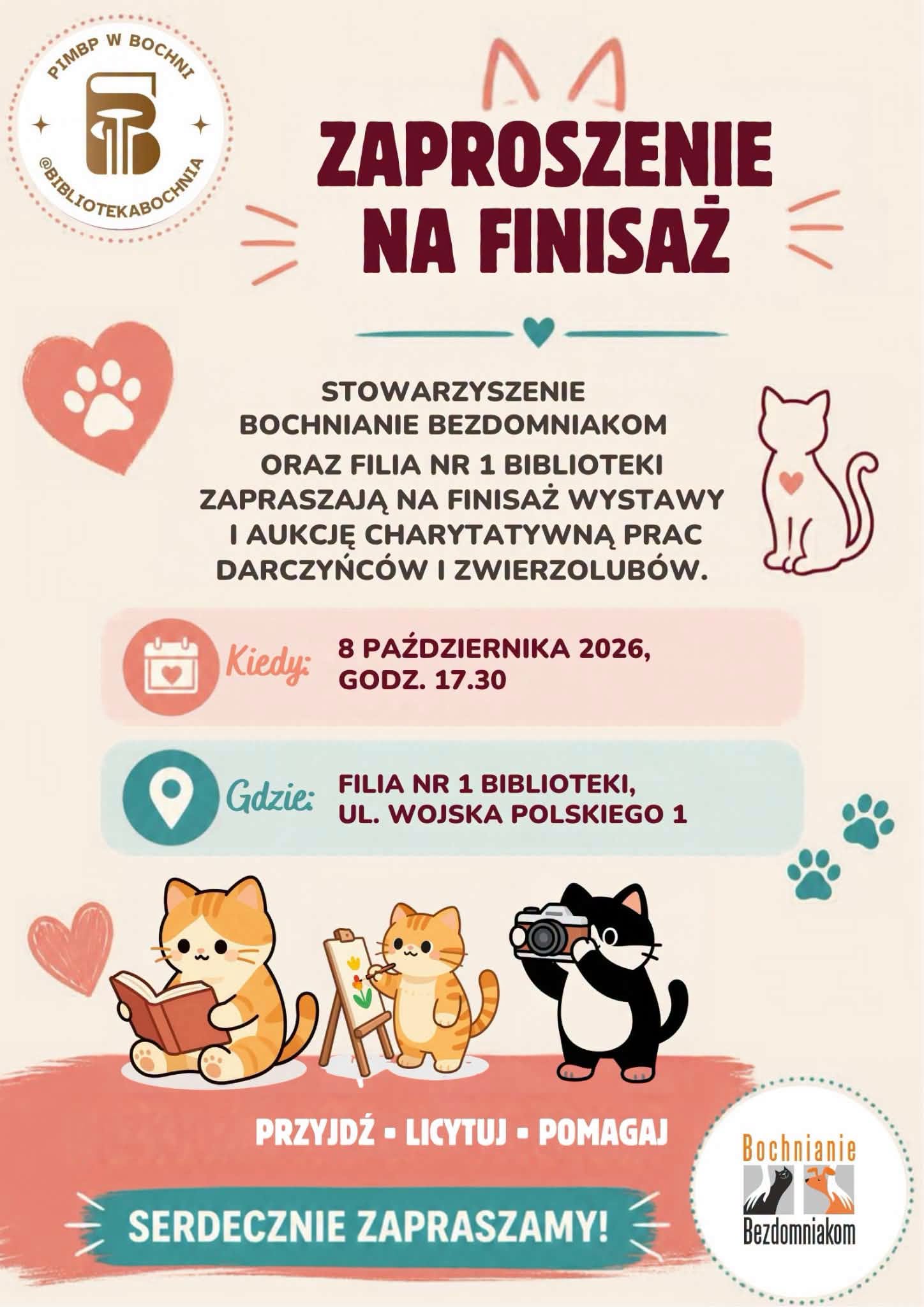 BOCHNIA. Stowarzyszenie Bochnianie Bezdomniakom organizuje finisaż i aukcję charytatywną