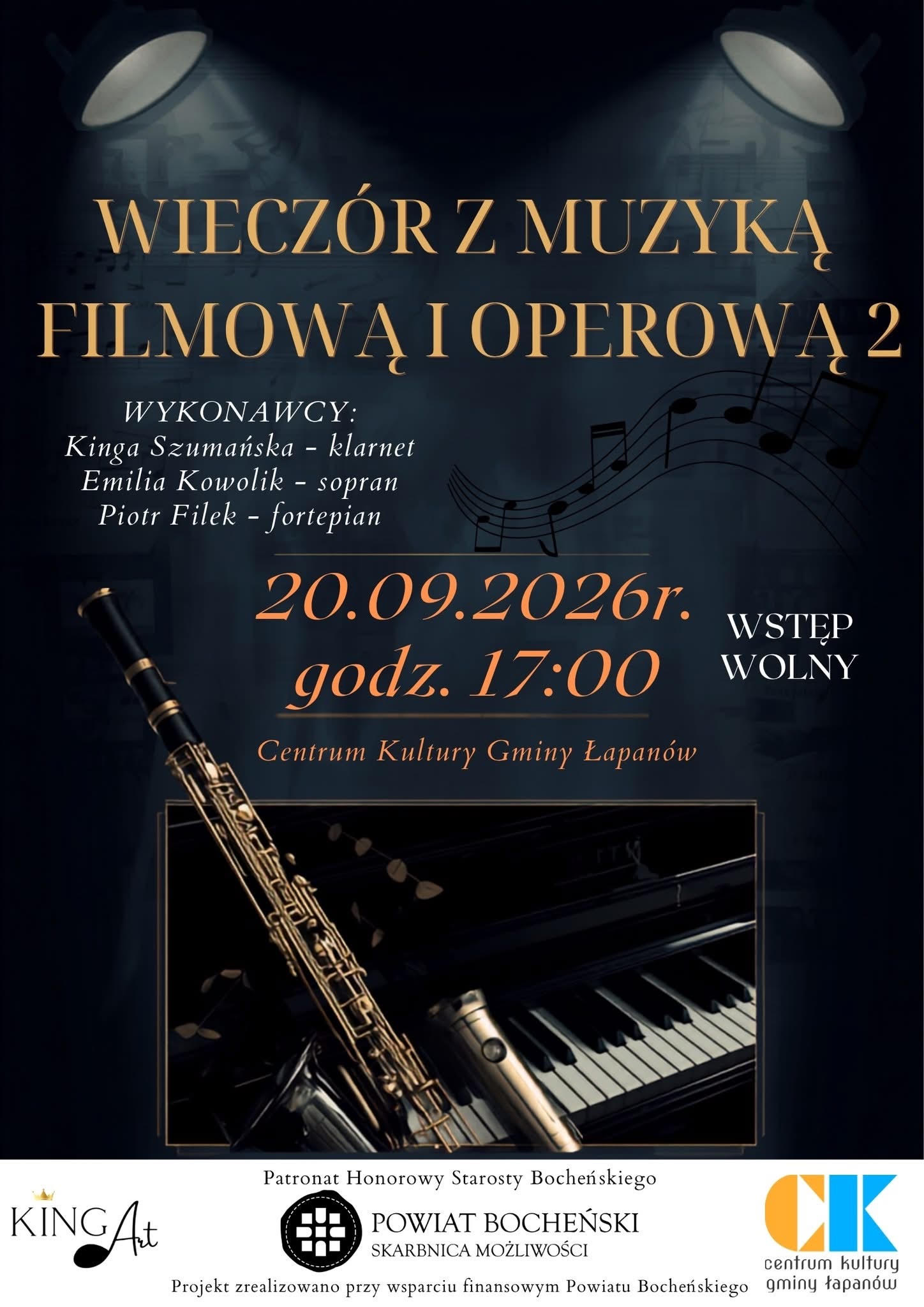 ŁAPANÓW. W niedzielę „Wieczór z muzyką filmową i operową 2”
