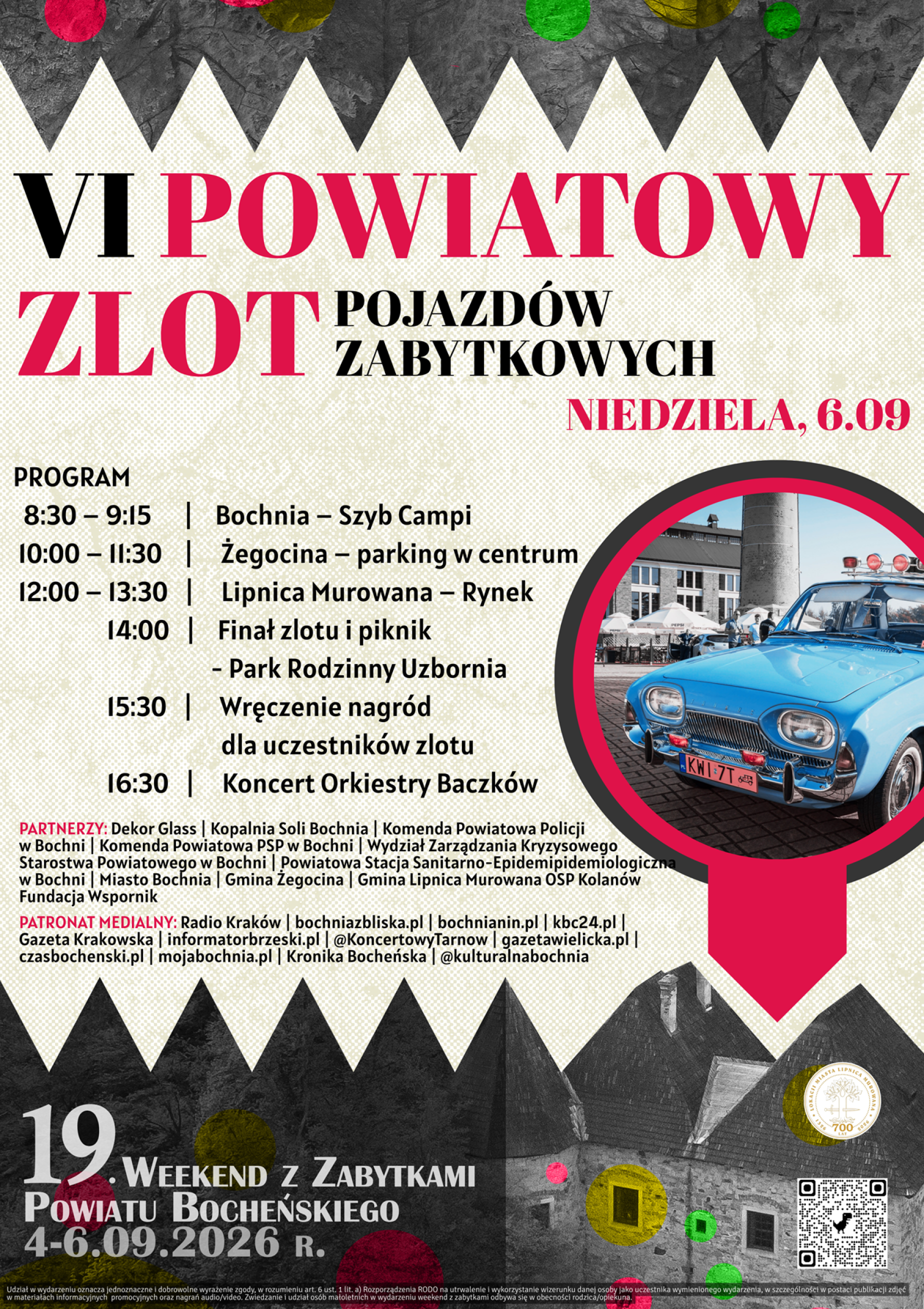 Finał Weekendu z Zabytkami: zabytkowe pojazdy, parada przez powiat i koncert Orkiestry Baczków