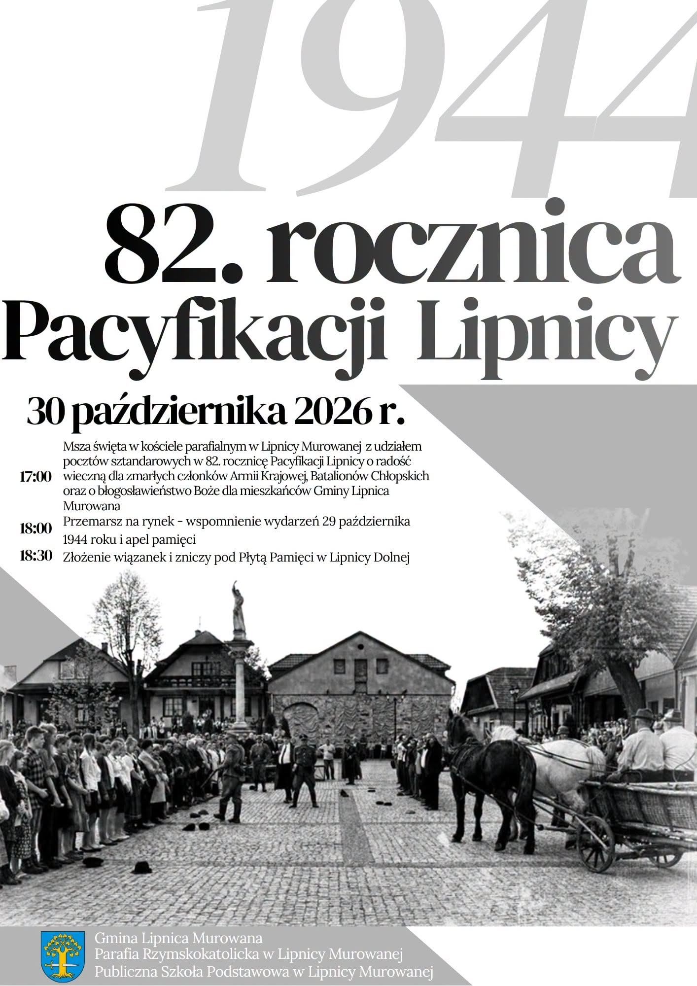 LIPNICA MUROWANA. Msza św., przemarsz i apel pamięci w 82. Rocznicę Pacyfikacji Lipnicy