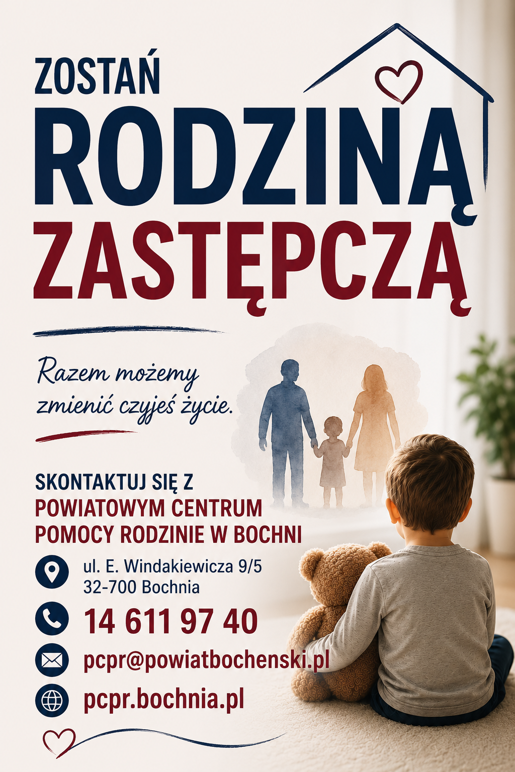 POWIAT BOCHEŃSKI. Powiatowe Centrum Pomocy Rodzinie w Bochni poszukuje kandydatów do pełnienia funkcji rodziny zastępczej