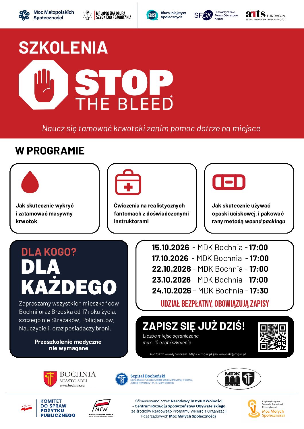 BOCHNIA. Będą uczyć, jak tamować krwotoki. Ruszyły zapisy na bezpłatne warsztaty